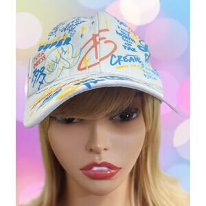 Cap Women Letter Graffiti Print Casual Wide Brim Breathable Back Strap Hat